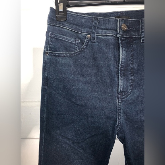 Express high waisted dark wash ripped raw hem super soft skinny jeans size 6S - Picture 3 of 11